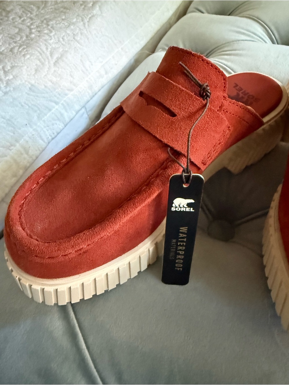 Sorel Rust Red Suede Slip-On Loafers - Picture 4 of 5